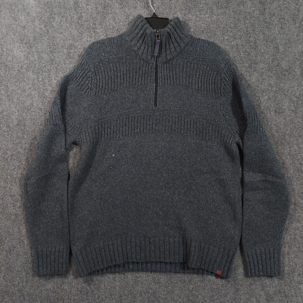 Royal Robbins Sweater‎ Mens XL Gray Knit Pullover 1/2 Zip Mock Neck Wool Blend